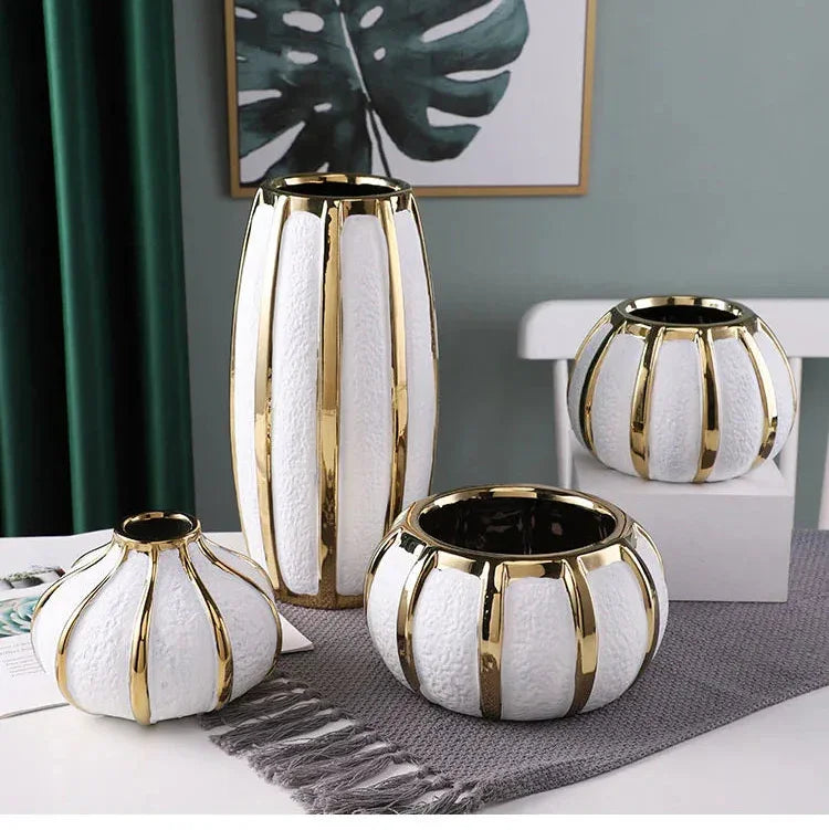 Vase Doré Blanc